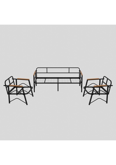 Mb Garden Furnıture Simetri Model, Balkon, Bahçe, Cafe, Metal Koltuk Takımı, Bahçe Takımı , Çay Seti, 3 1 1 Takım Gri
