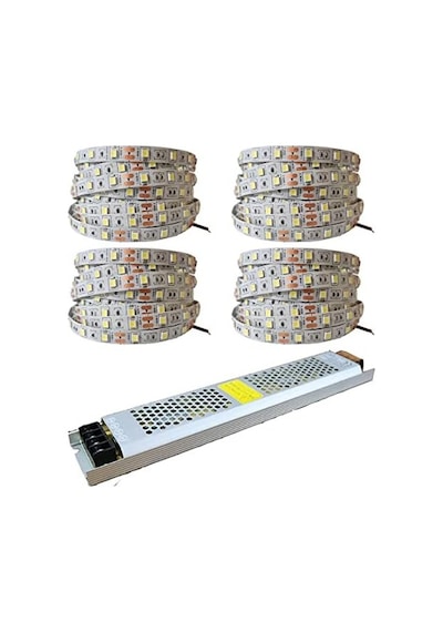 20 Metre Şerit Led Beyaz Renk + 12v 25 Amper 300 Watt Led Trafo - 3 Dirençli Double Pcb - Oturma Odası, Yatak Odası Ve Mutfak İçin Gizli Aydınlatma .