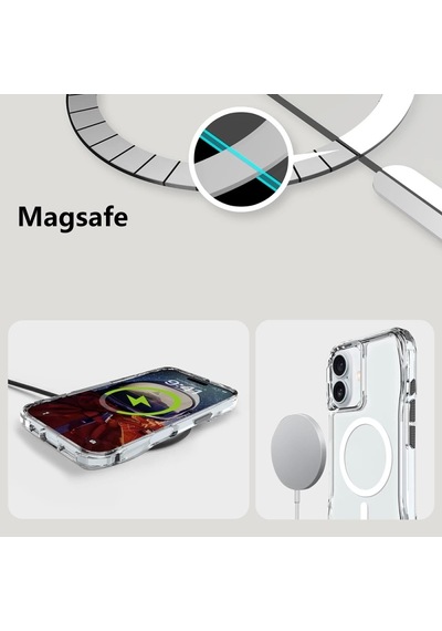 Apple Uyumlu iPhone 16 Plus Kılıf Magsafe Şarj Özellikli Airbagli Şeffaf Redclick İncek Kapak
