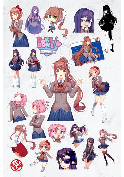 Doki Doki Literature Club Ddlc Video Oyun Anime Sticker Paketi 20 Adet Çok Renkli