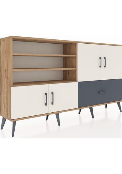 Arges Konsol 5 Raflı Tek Çekmeceli 4 Kapaklı 176x30x99 Çam-aytaşı Çam-aytaşı/antrasit Arges Konsol 5 Raflı Tek Çekmeceli 4 Kapaklı 176x30x99 Çam-aytaşı Çam-aytaşı/antrasit