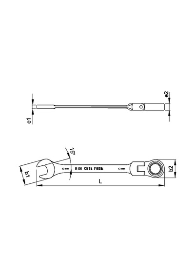 Ceta Form B06 C-Gear Cırcırlı Kombine Anahtar Mafsallı B06 Serisi 15 Mm N11.5146