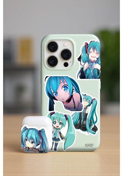 Hatsune Miku Sticker Telefon Laptop Bullet Journal Yapışkanlı Folyo Sticker Paketi 24 Adet Çok Renkli