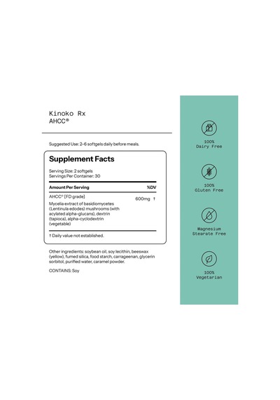Kinoko Rx Ahcc 300 Mg 60 Softgels Usa Menş.