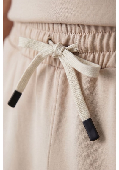 Bej Oversize Fit Basic Erkek Şort Takım - 85292