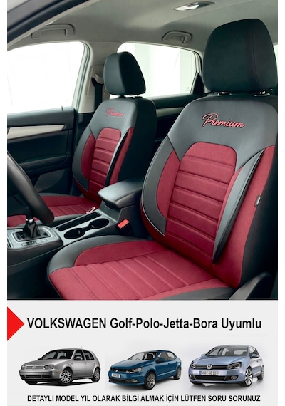 Premium Serisi Lüks Keten Oto Koltuk Kılıfı Volkswagen Bora-golf-jetta-polo Uyumlu Bordo