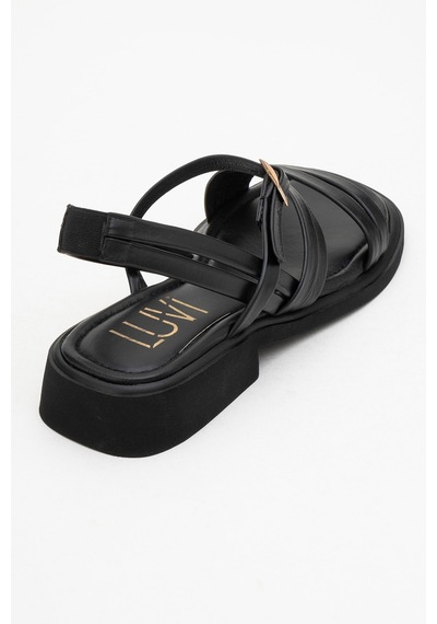 Luvishoes Luvi Shoes Cesar Siyah Hakiki Deri Kadın Sandalet Siyah
