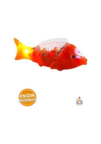 Müzikli Işıklı Yürüyen Balık 23 Cm Kırmızı & Kurmalı Zıplayan Civciv 8 Cm Sarı - Çocukların Favori O