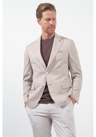 İmza Beyaz-kiremit Mono Yaka Örme 6 Drop Slim Fit Ceket 1002260153 Beyaz - Kiremit