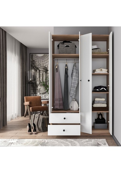 Ganihome Aura 4 Kapaklı 2 Çekmeceli Gardırop Elbise Dolabı Suntalam