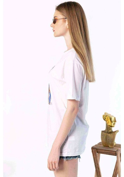Kadın Oversize Ekose Ayıcık Baskılı Tshirt (534304627)