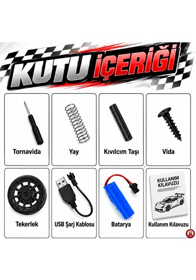 Oyuncak Kıvılcım Efektli Uzaktan Kumandalı Araba 2.4 Ghz Şarjlı Led Işıklı Tam Fonksiyon Park Simülasyonlu Oyuncak Araba Kırmızı