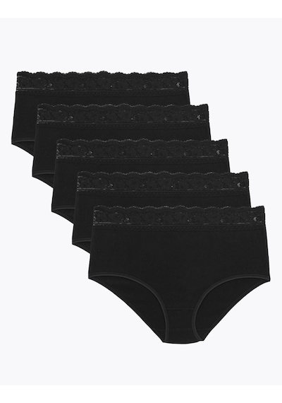 Marks & Spencer 5'li Dantel Detaylı Full Brief Külot Seti T61005022F Siyah
