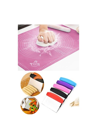 Silikon Hamur Açma Matı & Çelik Hamur Spatula Silikon Beyaz Diğer