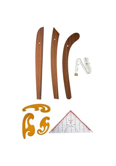 6 Parça Set 3'lü Modelist Riga Cetvel Seti, Modelist Gönyesi, Pistole Cetvel Ve 150 Cm Mezura Diğer