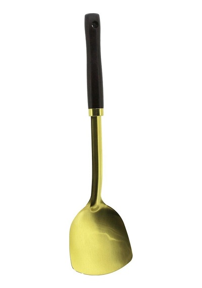Newlife Clkn-2319 Altın Gold Metal Servis Spatula Ahşap Saplı 36.8cm- 12'li Paket Ahsap