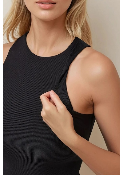 Hiccup Halter Yaka Slim Fit Bodysuit Siyah