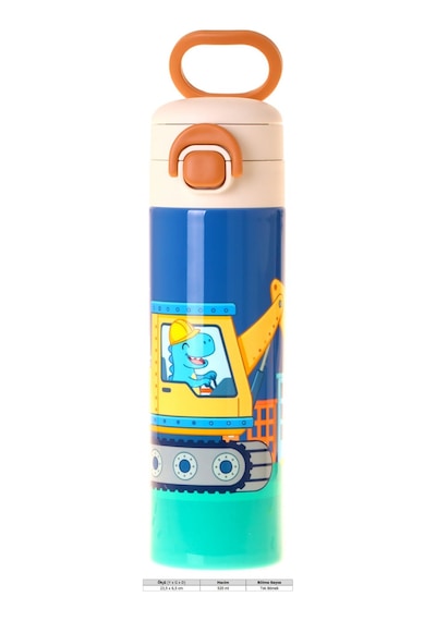 Kaukko Kids 520 Ml Dinazor Ve İş Makinesi Baskılı Mavi - Sarı Erkek Çocuk Çelik Termos Matara Çift İçim Kilitli Kapak - L5372 Kaukko Kids 520 Ml Dinazor Ve İş Makinesi Baskılı Mavi - Sarı Erkek Çocuk Çelik Termos Matara Çift İçim Kilitli Kapak - L5372