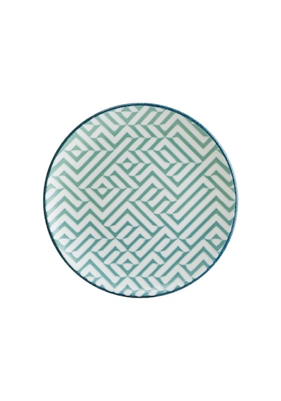 Chevron Olive Gourmet 25cm 12 Adet Porselen Düz Tabak Beyaz-mavi