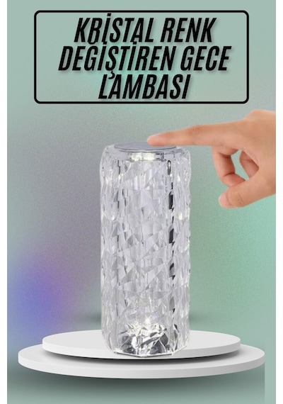 Masa Ve Gece Lambası Şık Ve Dayanıklı Sensörlü Şarjlı Kristal Lamba Beyaz
