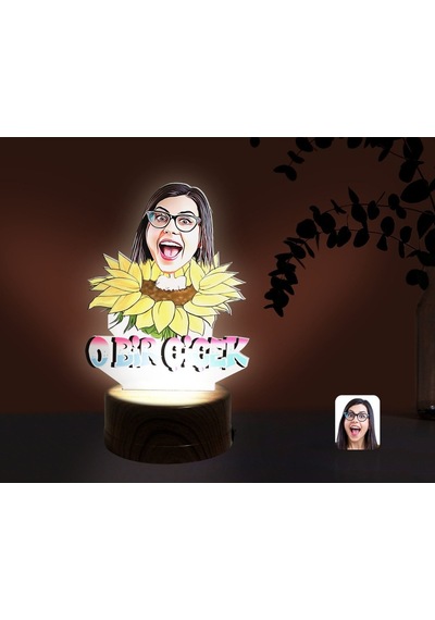 Kişiye Özel Kadınlar Günü Karikatürlü Dekoratif 3D Biblo Led Işık(481493048) Çok Renkli
