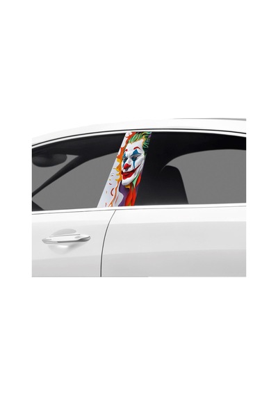Araç Kapı Direk Kaplama Folyosu Beyaz Joker Desenli Sağ Sol Takim 2 Adet - 22x50 Cm