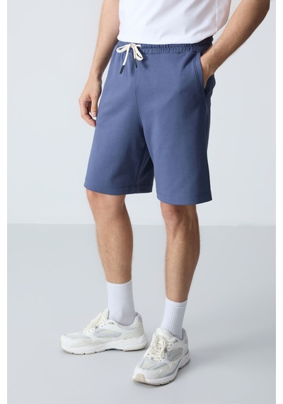 Air Jones Tommy Life Petrol Pamuklu Kalın Yumuşak Dokulu Standart Fit Basic Erkek Şort - 81275 Petrol