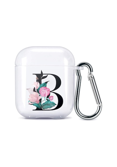 Apple Uyumlu AirPods 1. Nesil Harf Tasarımlı Şeffaf Silikon Kılıf - B Şeffaf