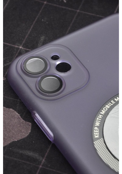 Apple Uyumlu iPhone 11 Uyumlu Mor Renkli Yarı Şeffaf İnce Sert Kapak Kılıf Kamera Lens Korumalı Mor -