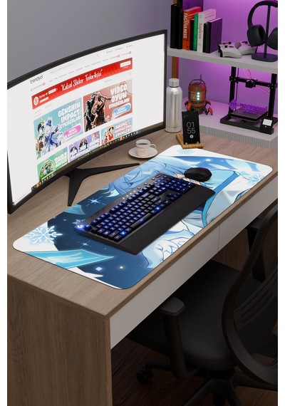 Chongyun Genshin Impact Anime Gacha V2 - 90x40 Xxl Gaming Mouse Pad Fare Altlığı