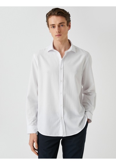 Koton Basic Gömlek Klasik Manşet Yaka Uzun Kollu Dar Kesim Non Iron Beyaz 3sam60138hw 3SAM60138HW000 Beyaz