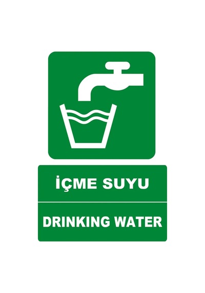 İçme Suyu Türkçe-ingilizce Uyarı Levhası 20x30 Cm Forex
