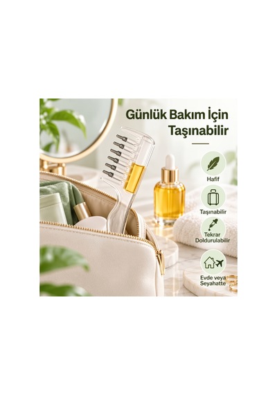 Saç Bakım Yağı Uygulama Tarağı - Serum Tarağı - Yeniden Doldurulabilir Hazne