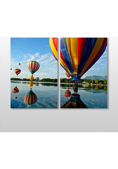 Balon Ve Nehir Manzarası Kanvas Tablo 70x60cm