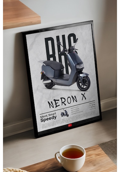 Rks Neron X Siyah Ahşap Çerçeveli Poster, Dekoratif Motosiklet Duvar Tablosu
