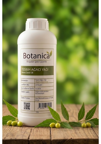 Botanica %100 Saf Tesbih Neem Ağacı Yağı 1 Litre - Melia Azadirachta Doğal Bitki Bakım, Böcek Kovucu 1 L