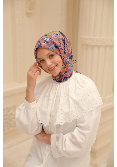 Silk Home Soft Eşarp 73081-18 Taş, Turuncu, İndigo, Lacivert, Yeşil