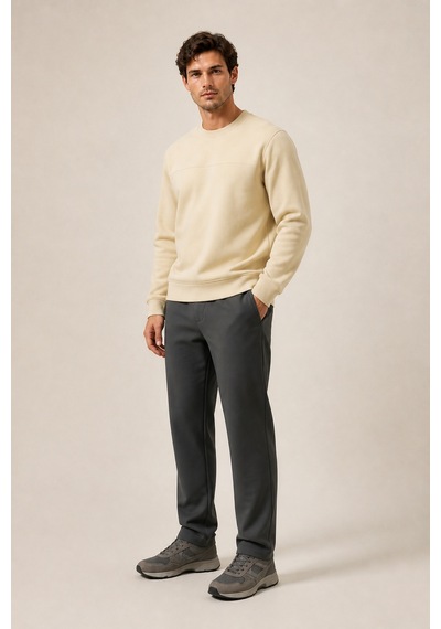 Redline Steni Yeni Sezon Erkek Regular Fit Kışlık Bisiklet Yaka Sweatshirt Bej