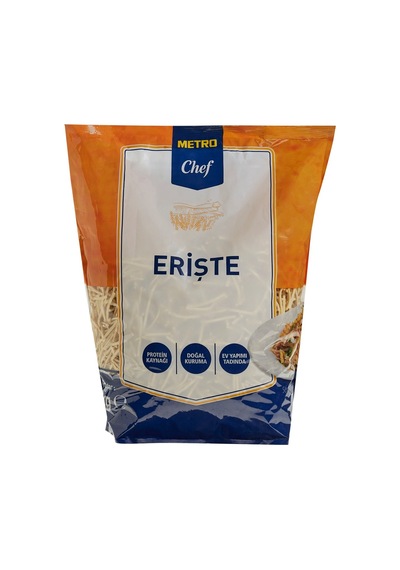 Metro Chef Erişte 3 Kg - Klasik Anadolu Lezzeti, Profesyonel Mutfaklar İçin 2'li Ekonomik Paket Tarı