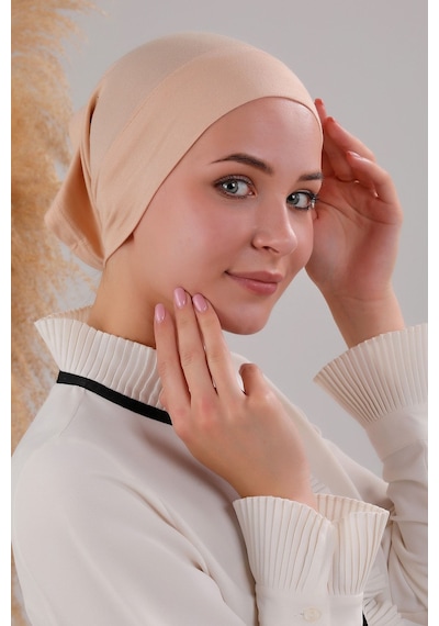 Melodi Scarf Tesettür Hazır Pratik Geçme Boru Bone Nude Nude