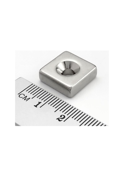 Dünya Magnet 5 Adet, Havşa Delikli, Neodyum Mıknatıs, 15x15x5 Mm, D:8/4 Mm, Köşeli, Güçlü Magnet, N35 Kalite