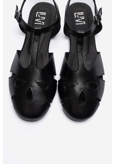 Luvishoes Nathalıe Siyah Cilt Hakiki Deri Kadın Sandalet