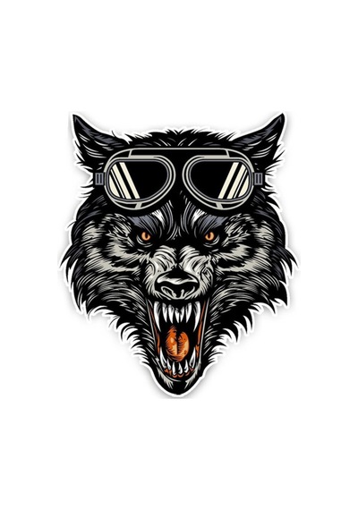 Gözlüklü Kurt Araba Sticker Yapıştırma 18 Cm