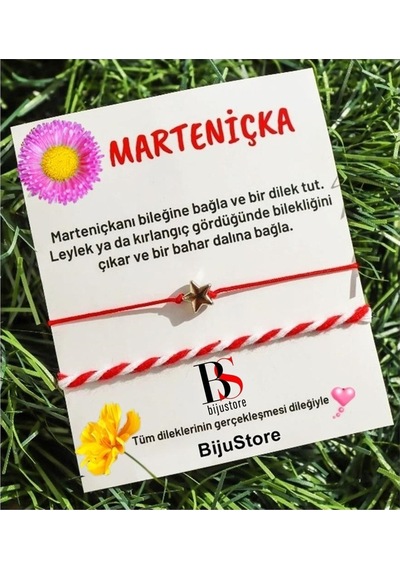 Bijustore Marteniçka Gold Renk Yıldız Kadın & Erkek Ikili Dilek & Şans Bileklik Çok Renkli