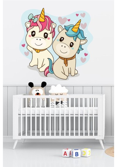Baby Unicornlar Çocuk Odası Duvar Sticker 60x60 Cm