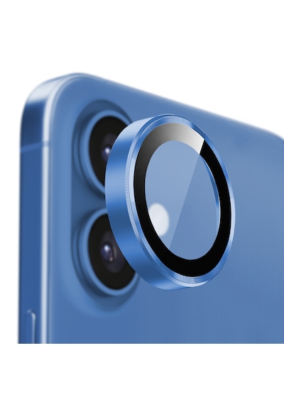 Buff Apple Uyumlu iPhone 16 Plus Metal Kamera Lens Koruyucu Blue