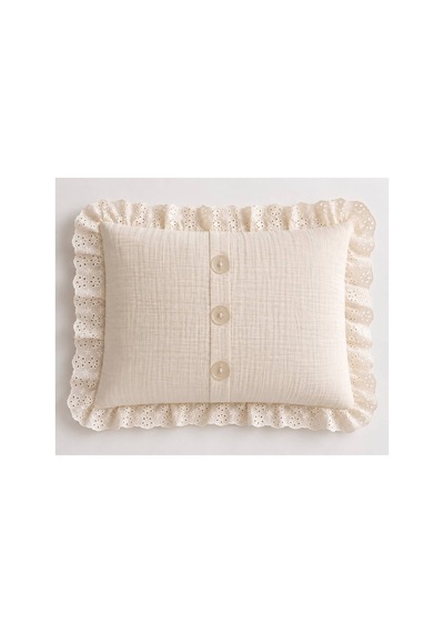 H&c Bebek Müslin Nevresim Takımı 4 Parça Brode Dantel Detaylı Krem 100x150 CM
