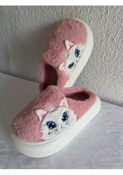 Kadın Kedili Peluş Rahat Ev Terliği 25bnt133 Pembe