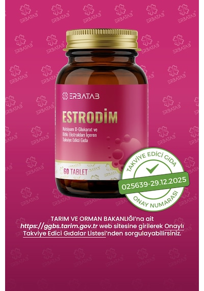 Erbatab Estrodim 100 Mg Dım Kalsiyum D-glukarat Savoy Lahanası Japon Poligonu 60 Tablet