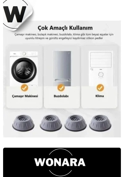 Kolay Kullanım Gürültü Ve Titreşim Önleyici Kauçuk Çamaşır Bulaşık Makinesi Ayak Pedi 4 Adet